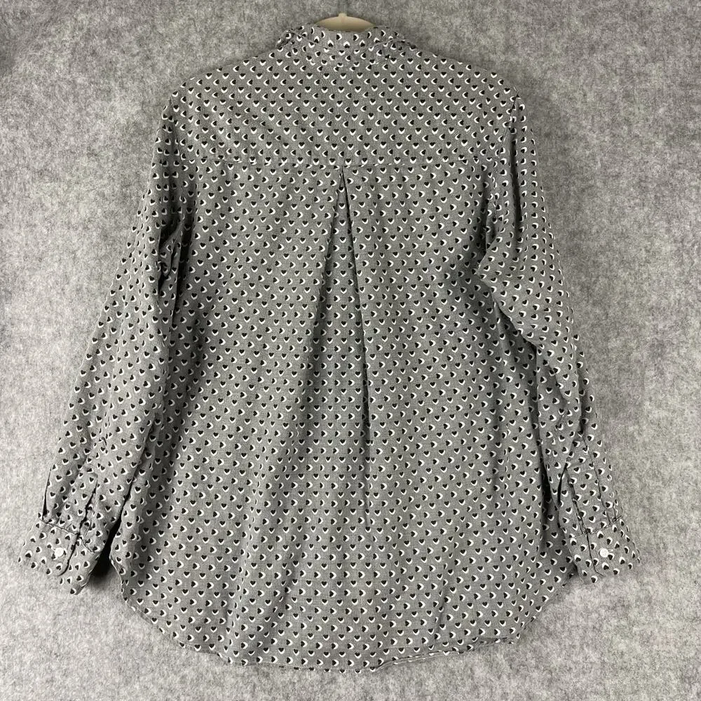 Grayson The Hero Top Womens 3 Medium Gray Heart Print Lyocell Button Up Soft - Picture 9 of 15